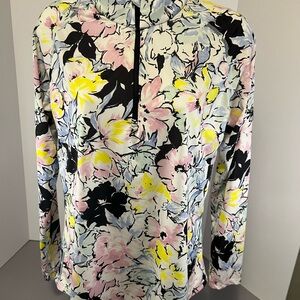 RLX Ralph Lauren Women's Size Medium Floral Printed 1/4 Zip Long Sleeve Shirt
